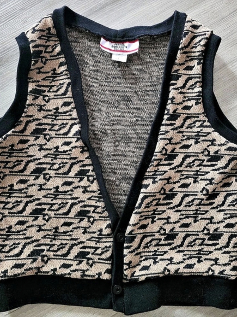 Ferris Bueller's Day Off | Brown And Black Abstract Sweater Vest | Size Large